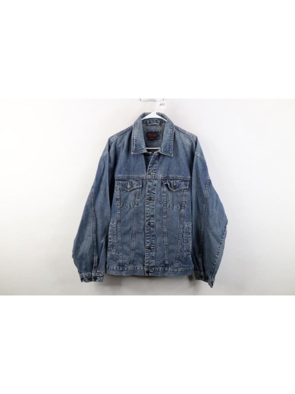 Vintage 90s Y2K Streetwear Mens Medium Distressed Denim Jean Trucker Jacket Blue